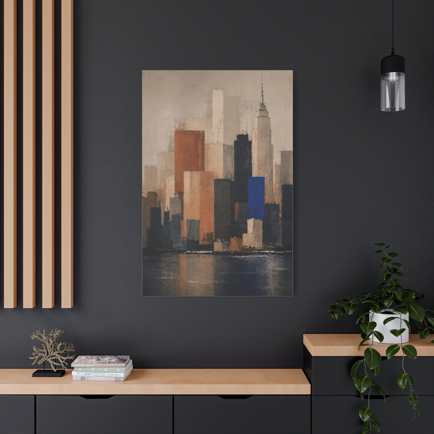 Modern Color Block Skyline Reflection Wall Art & Canvas Print