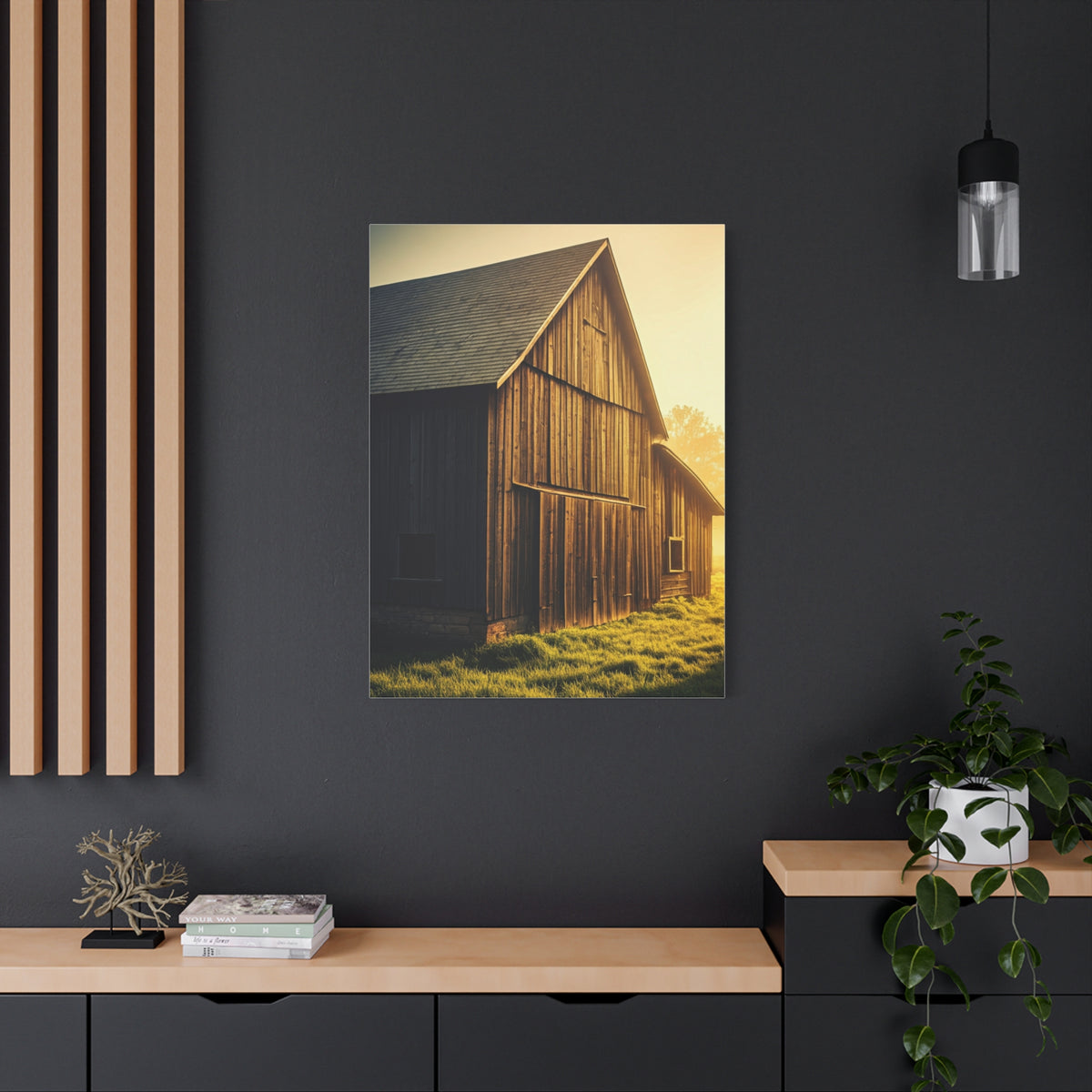 Sunlit Barn with Side Light Glow Wall Art & Canvas Prints