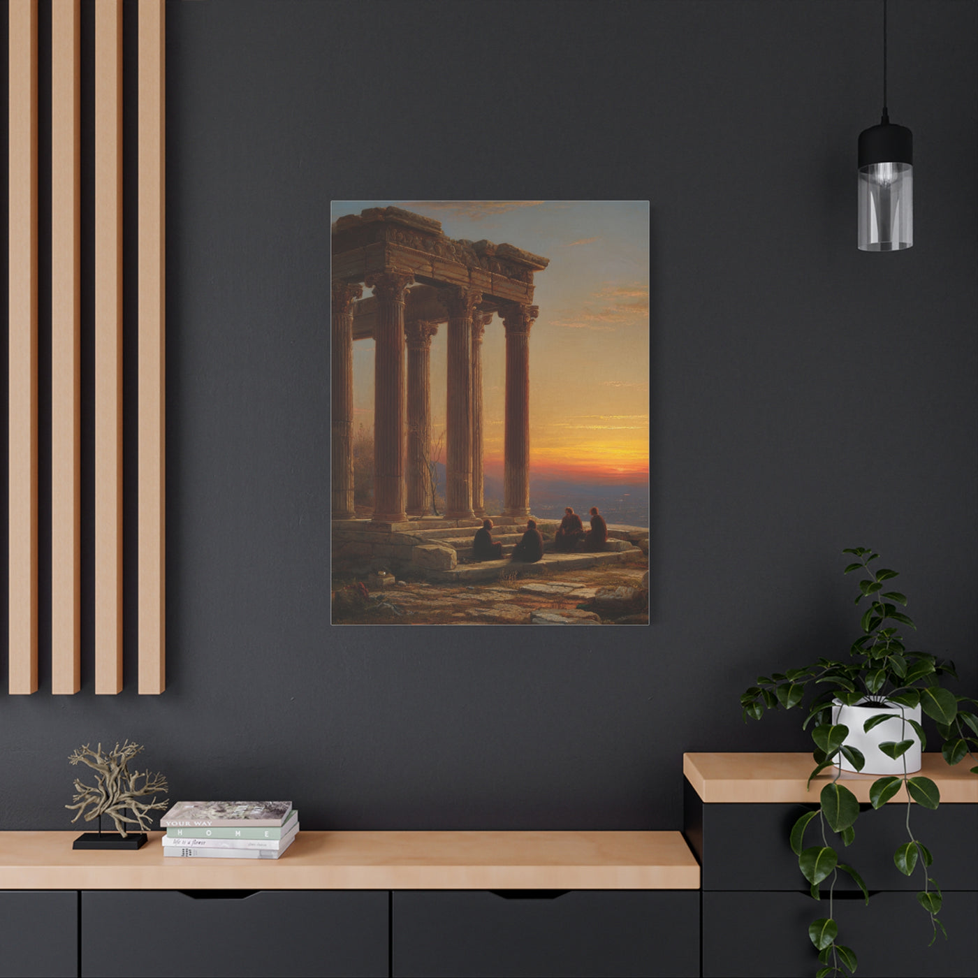 Greek Temple Ruins at Sunset with Philosophers Wall Art & Canvas Print