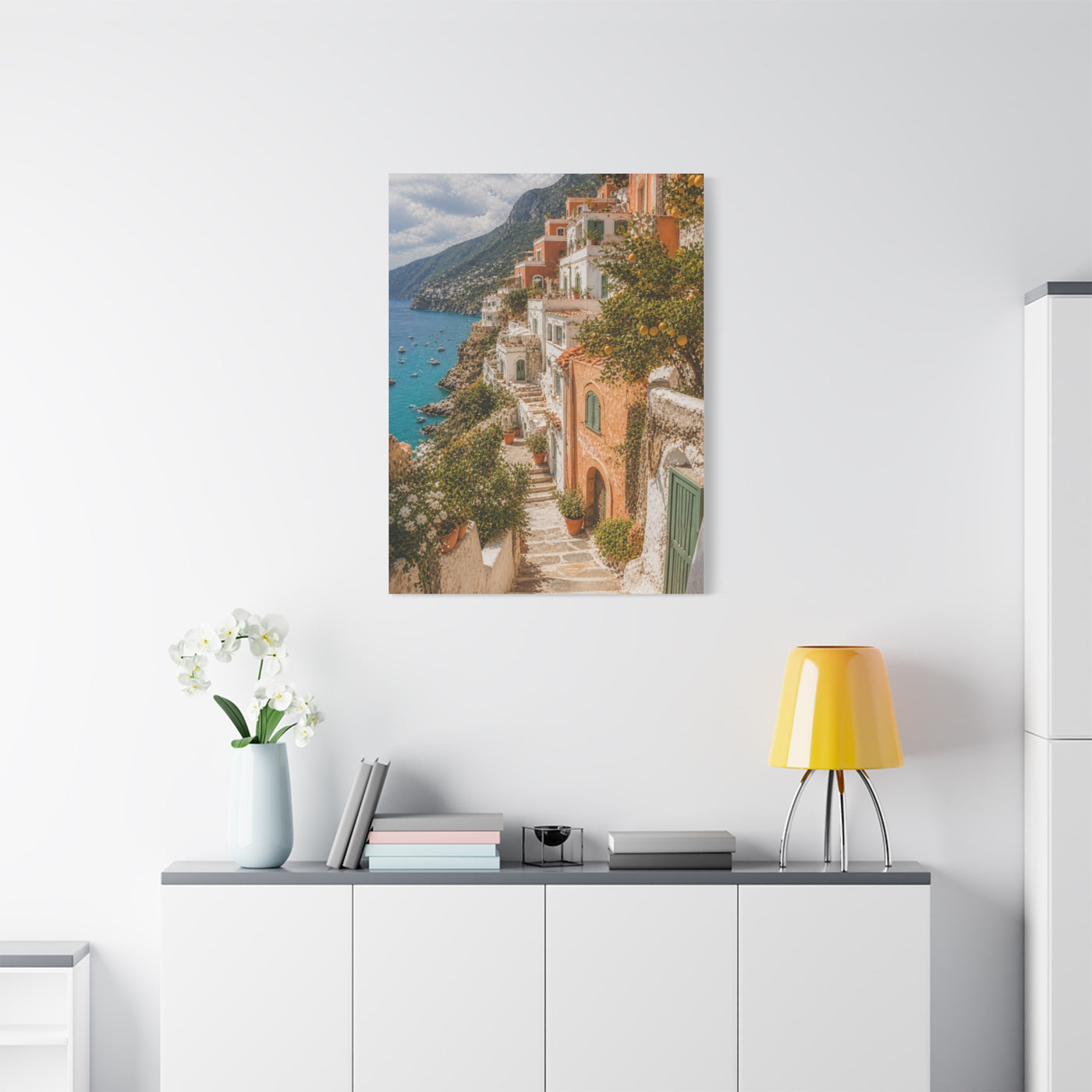 Mediterranean Cliffside Village Wall Art & Canvas Print