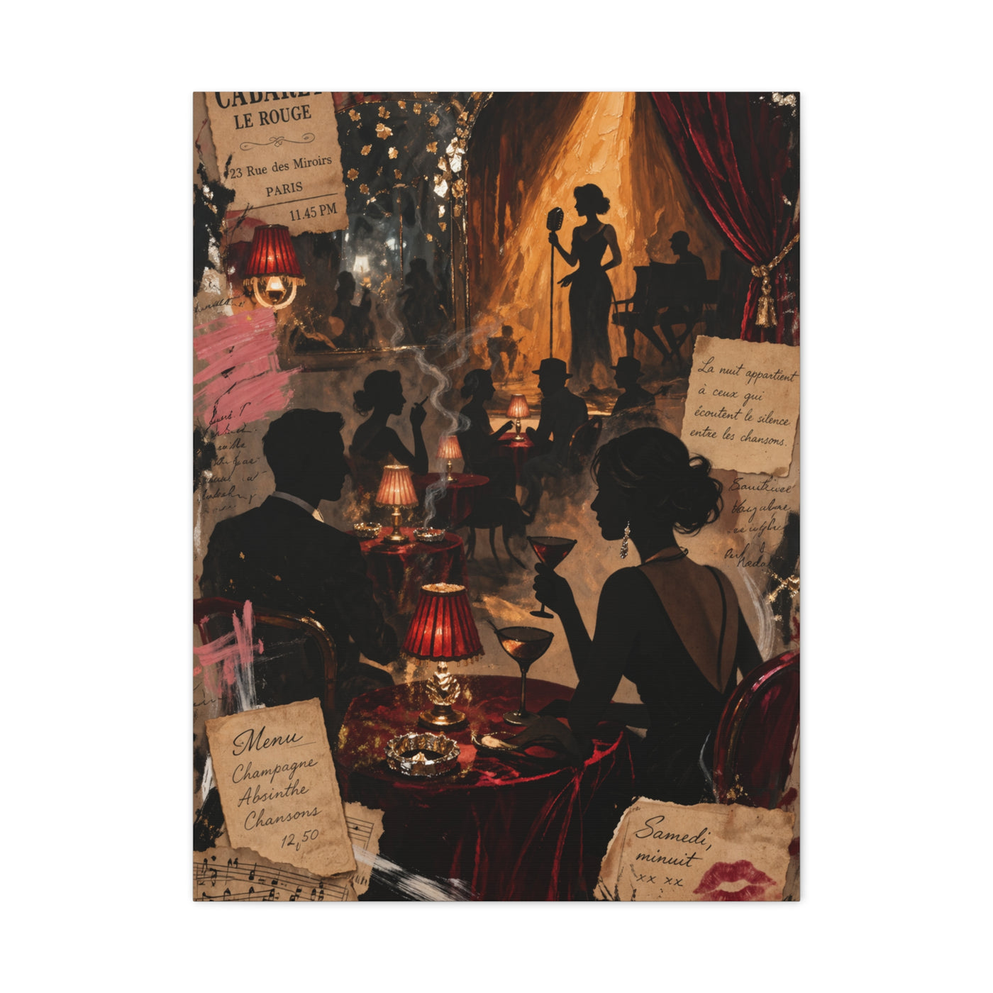 Cabaret Night Collage Scene Wall Art & Canvas Print