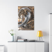 Luxury Chrome Wave Sculpture Interior Wall Art & Canvas Print