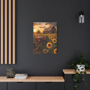 Rustic Farmhouse Sunflower Field Tractor Wall Art & Canvas Print