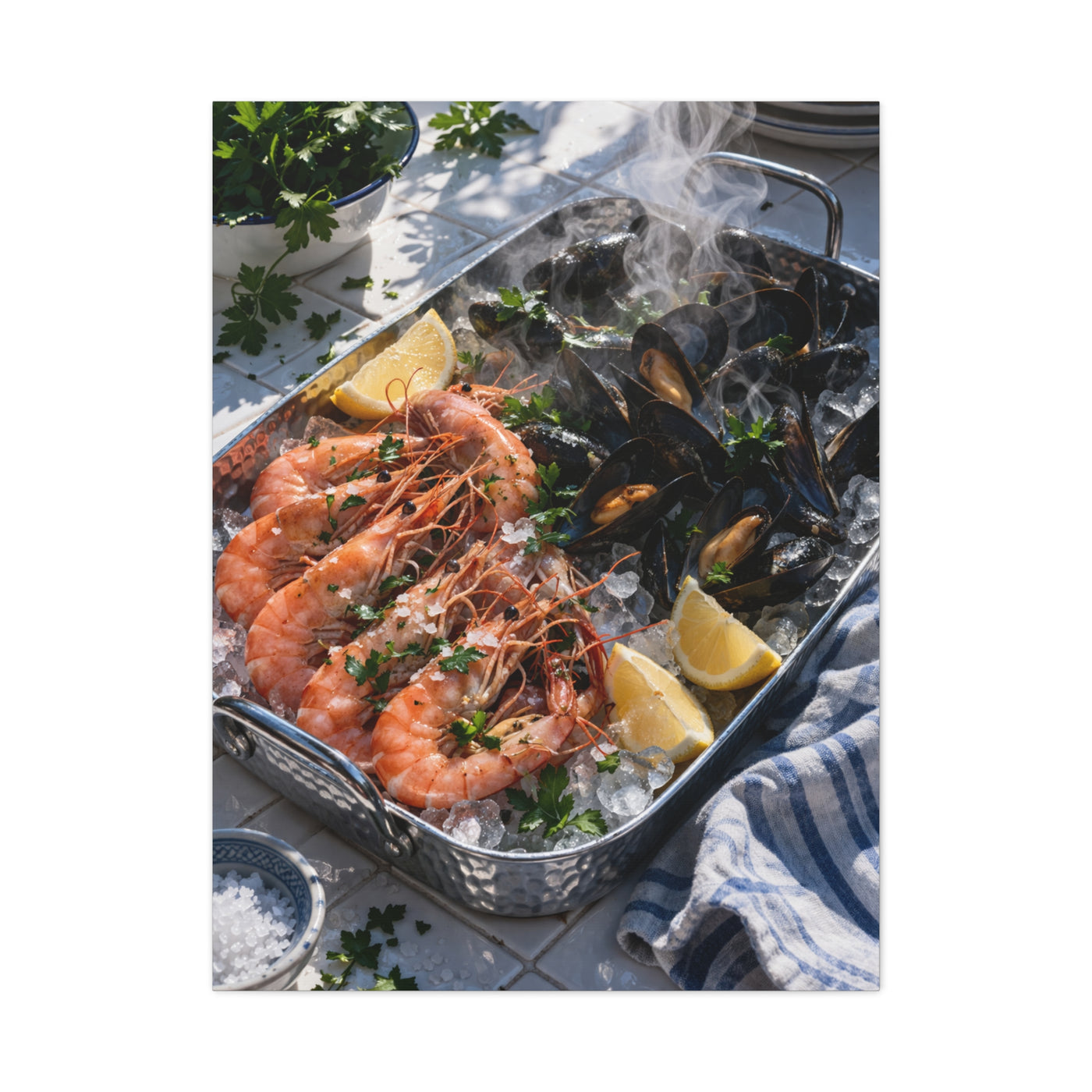 Mediterranean Seafood Kitchen Still Life Wall Art & Canvas Print