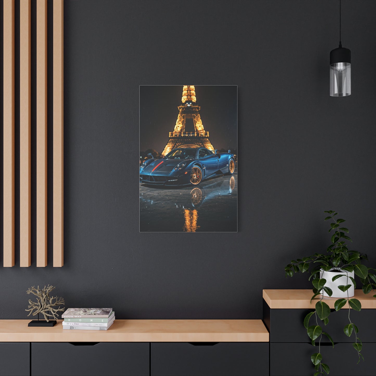 Pagani Huayra Paris Eiffel Tower Night Wall Art & Canvas Prints