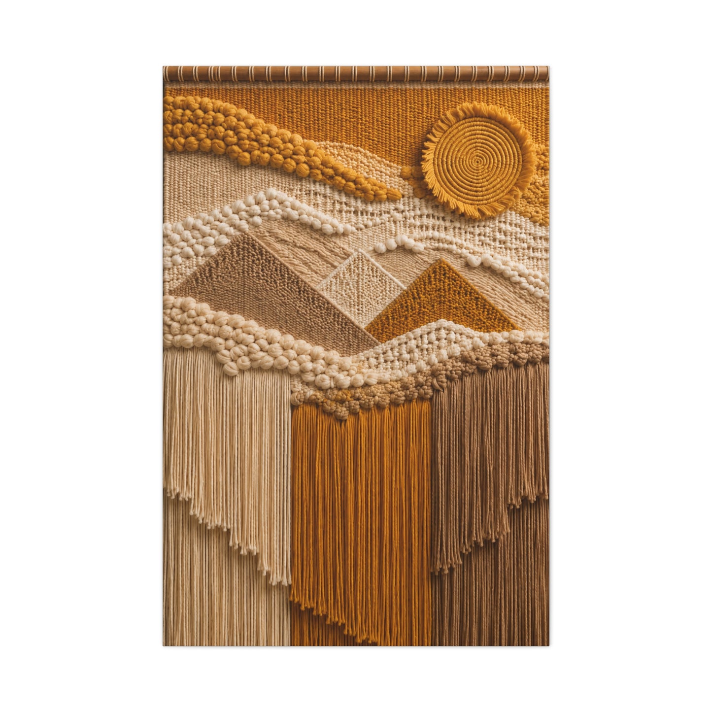 Boho Mountain Fringe Textile Hanging Wall Art & Canvas Print