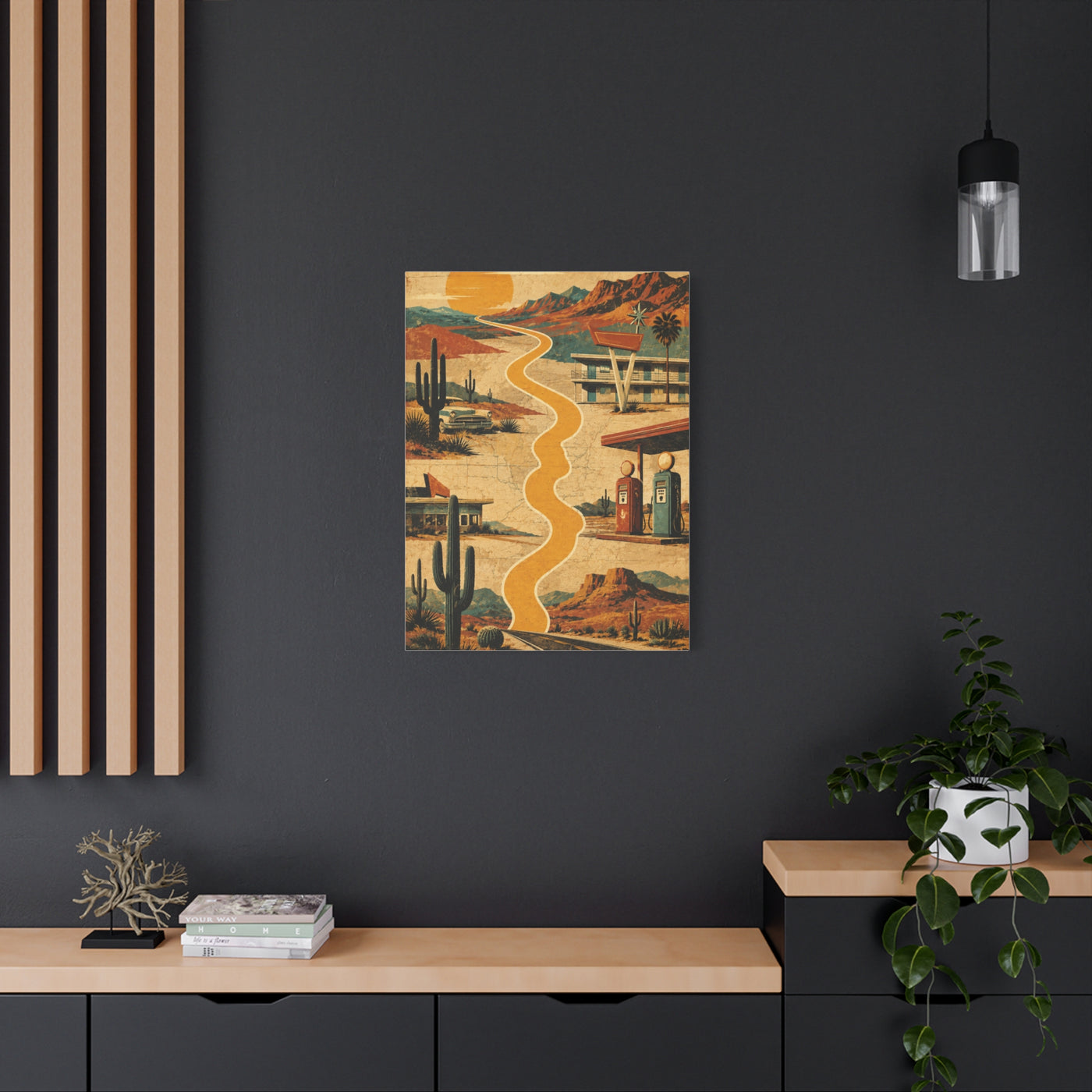 Retro Desert Highway Americana Collage Wall Art & Canvas Print