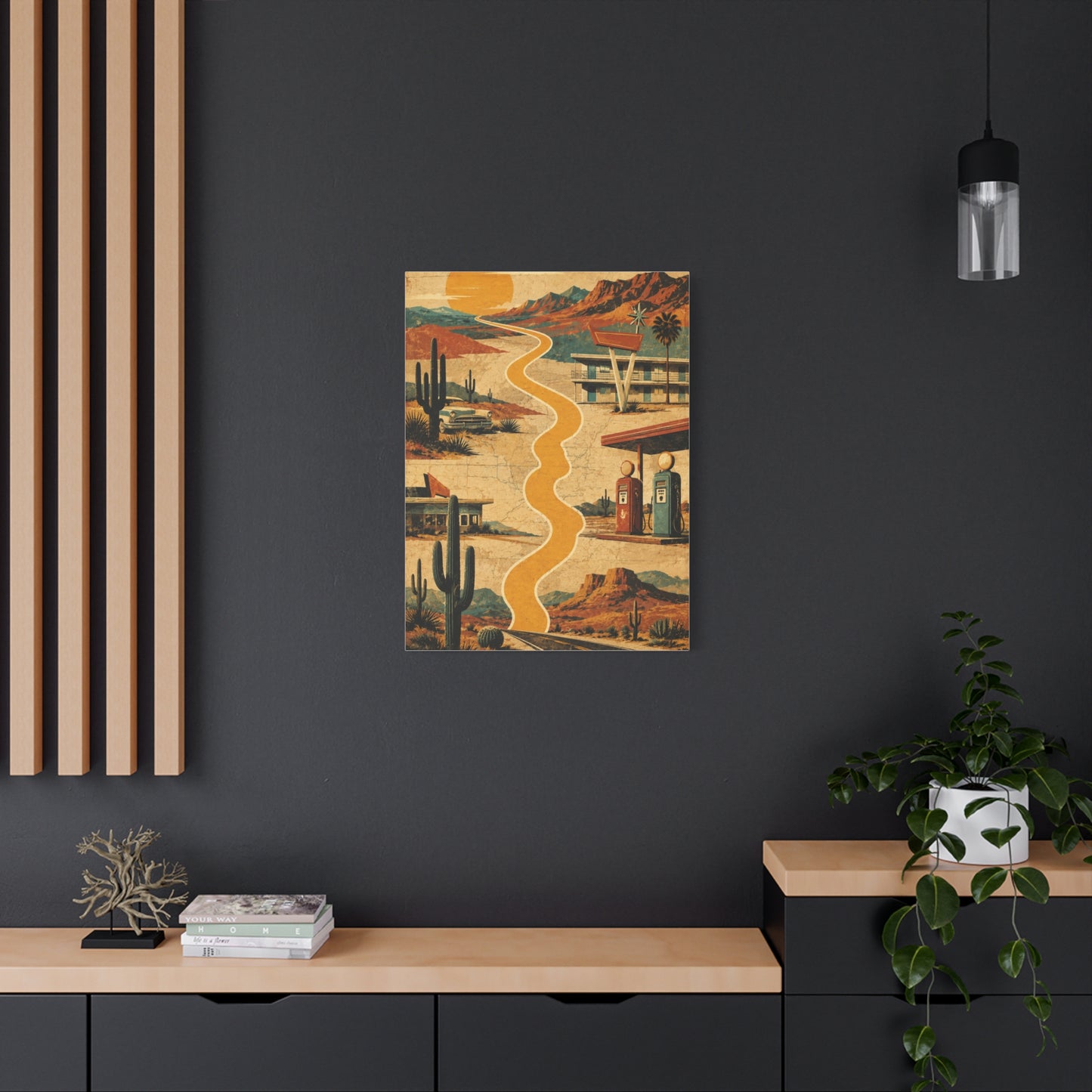 Retro Desert Highway Americana Collage Wall Art & Canvas Print