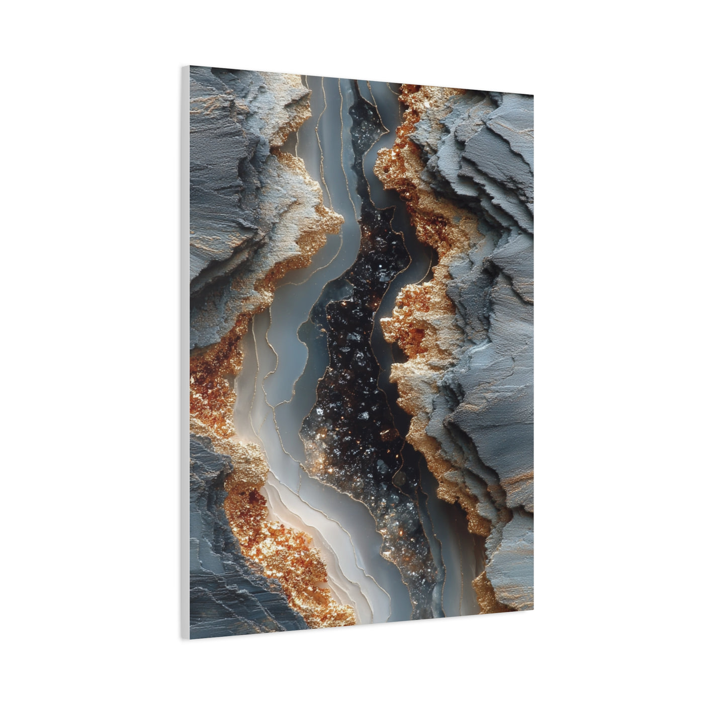 Silver Geode Mineral Abstract Wall Art & Canvas Print