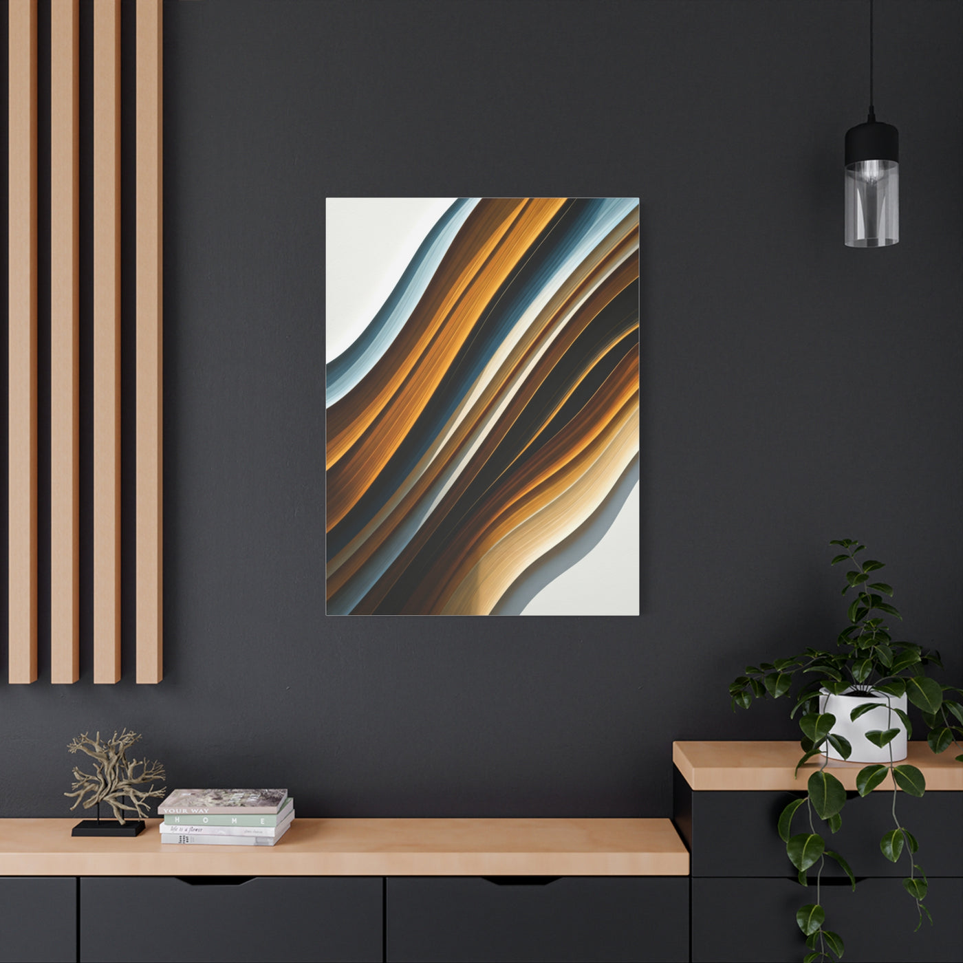 Warm Metallic Wave Abstract Wall Art & Canvas Prints
