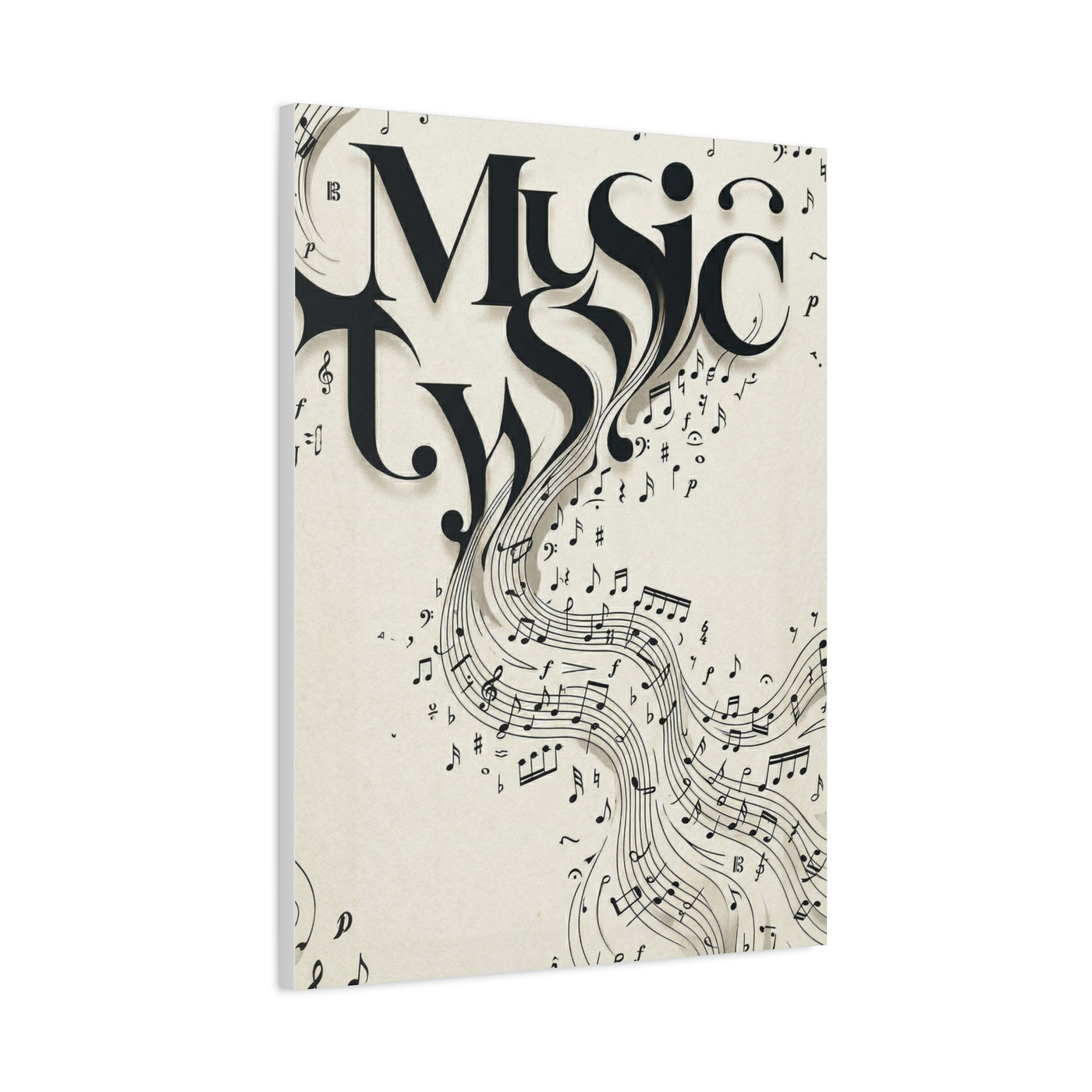 Flowing Typography Music Composition Wall Art & Canvas Print