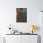 Man Smoking Fire Escape Noir Portrait Wall Art & Canvas Print