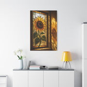Golden Light Stained Glass Sunflower Wall Art & Canvas Print