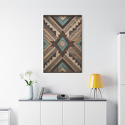 Reclaimed Wood Aztec Geometric Panel Wall Art & Canvas Print