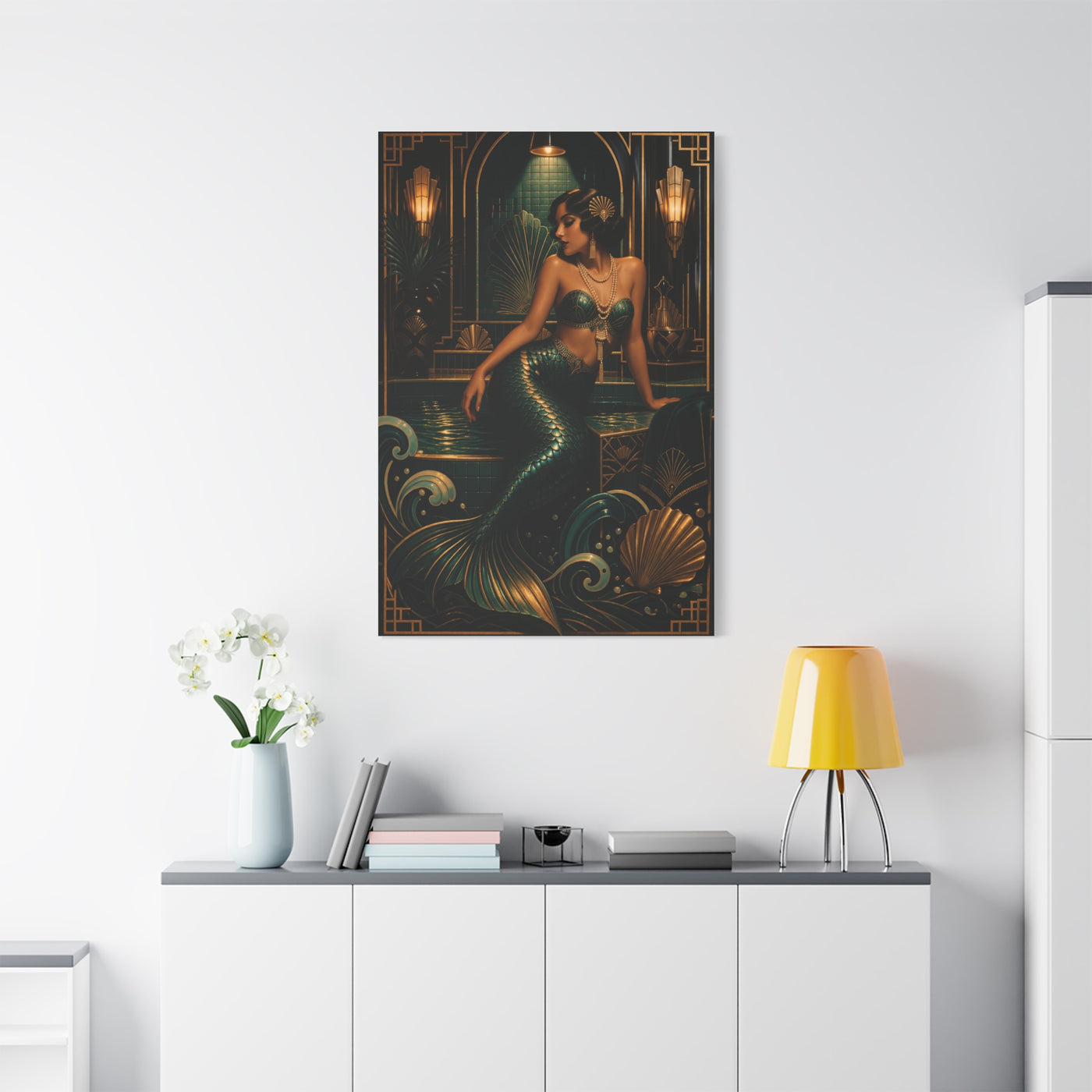 Art Deco Emerald Mermaid Luxe Wall Art & Canvas Print