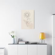 Minimal Line Art Sunflower Wall Art & Canvas Print