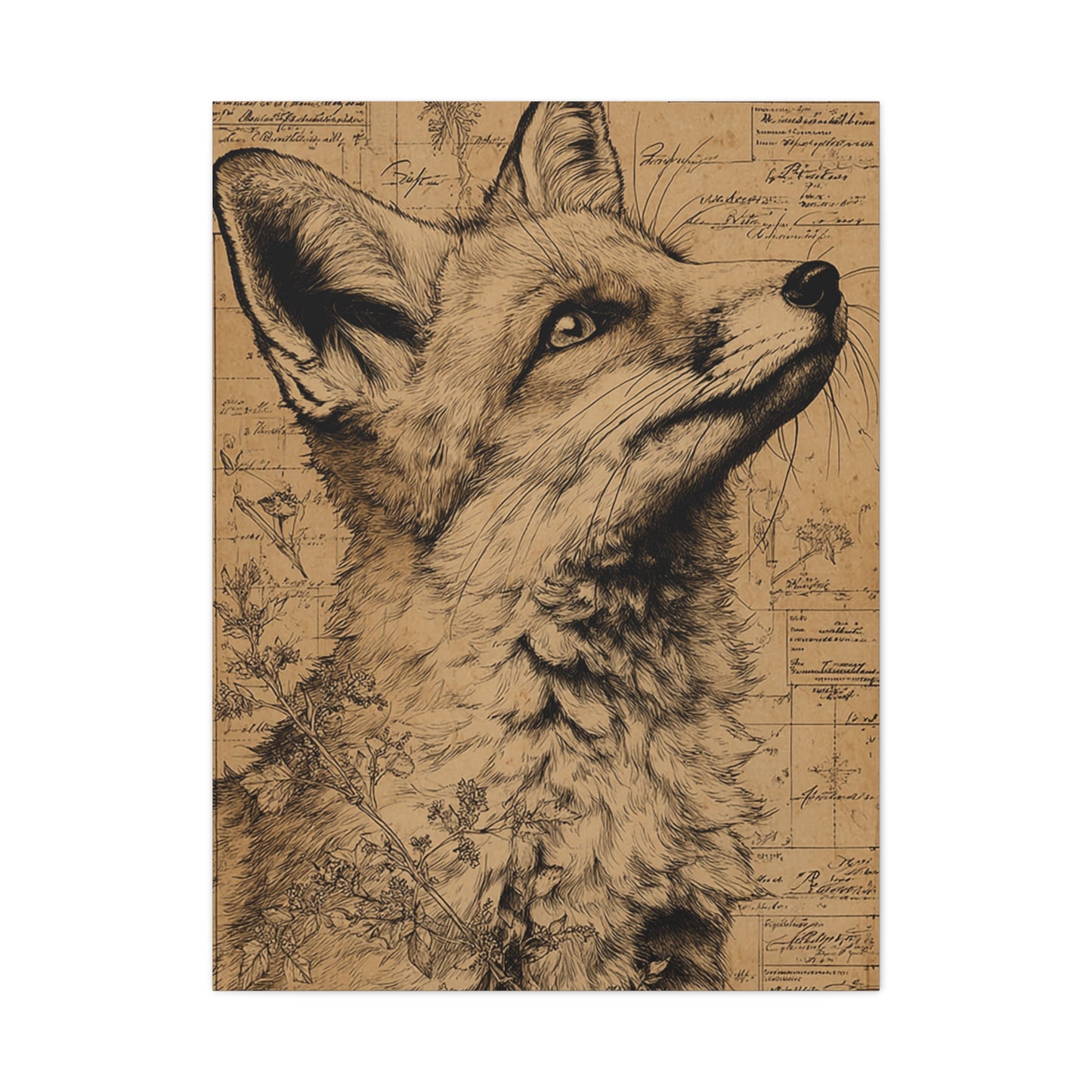Vintage Natural History Fox Study Wall Art & Canvas Print