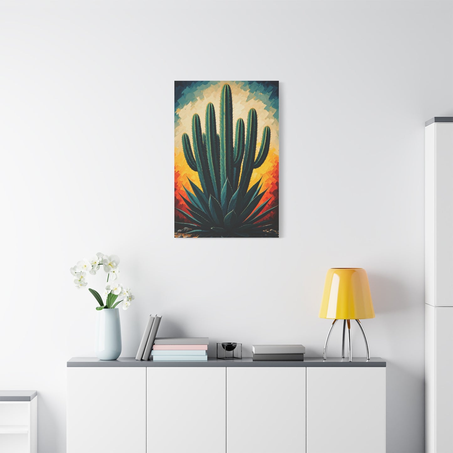 Sunburst Desert Saguaro Illustration Wall Art & Canvas Prints