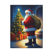 Painted Santa Delivering Gifts at Christmas Night Wall Art & Canvas Print