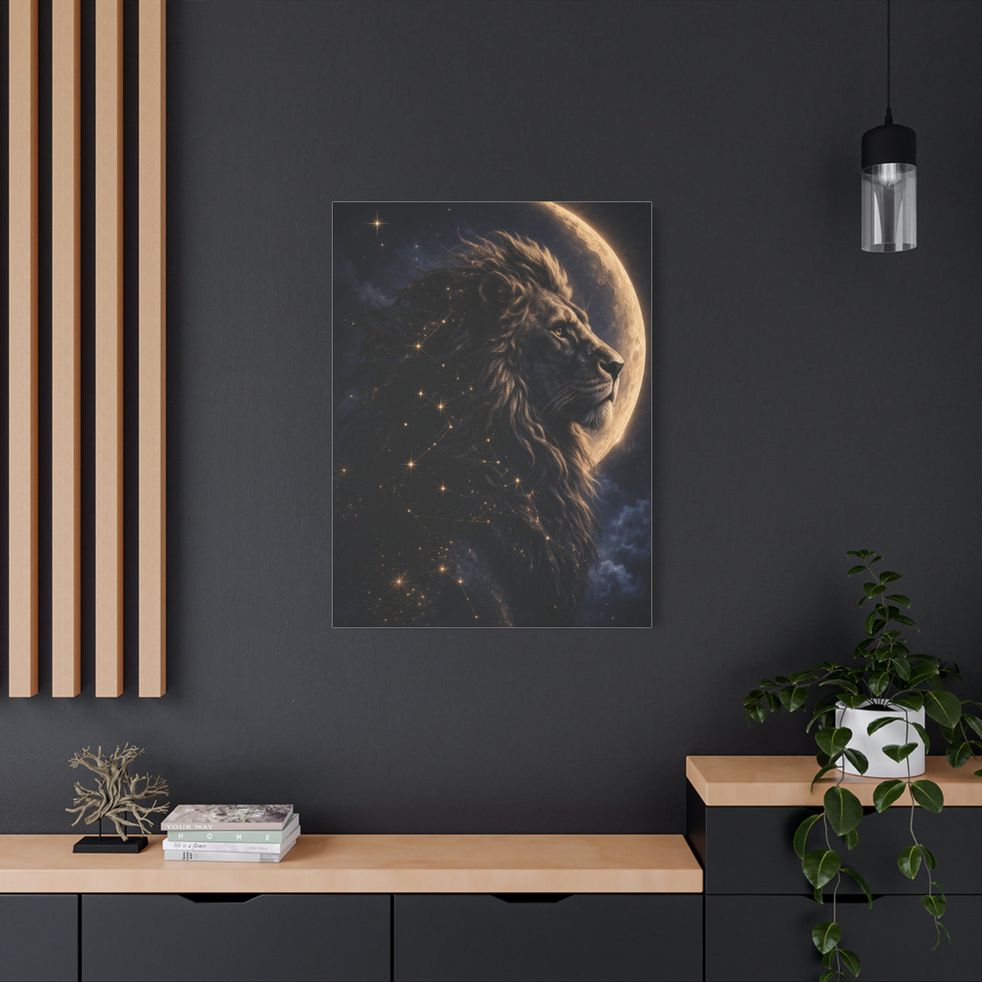 Celestial Lion Moon Constellation Wall Art & Canvas Print