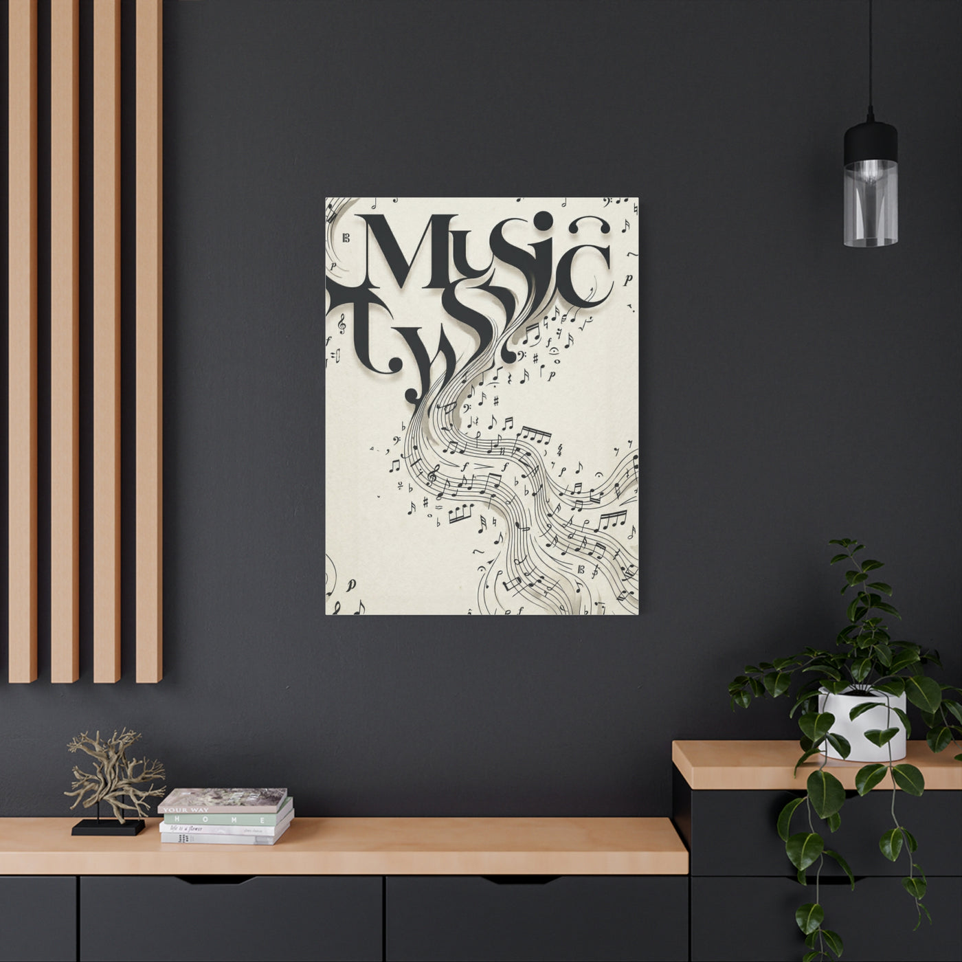 Flowing Typography Music Composition Wall Art & Canvas Print