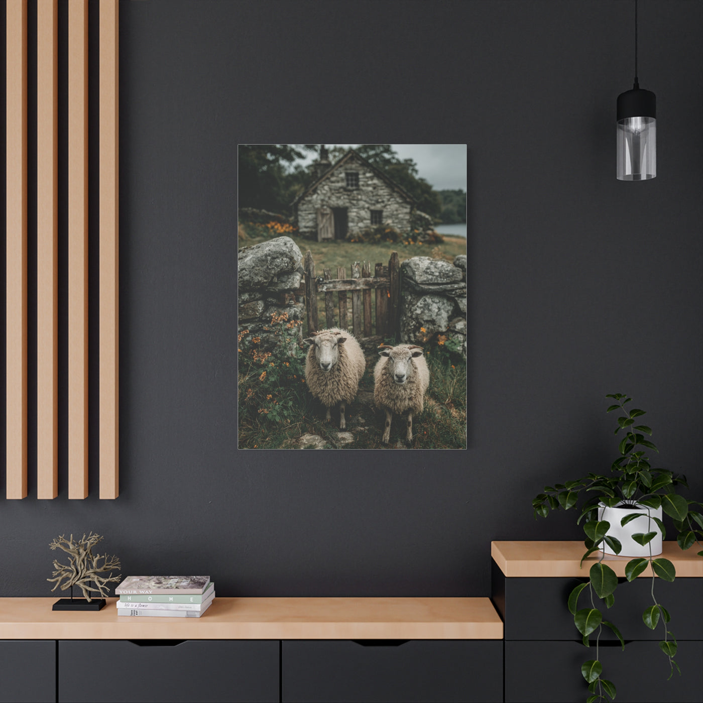 Sheep at Farmhouse Gate Wall Art & Canvas Print