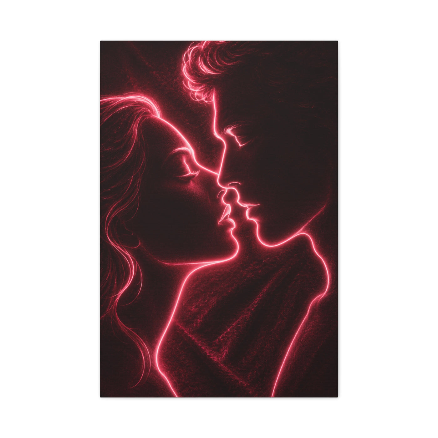Neon Velvet Kiss Silhouette Wall Art & Canvas Print