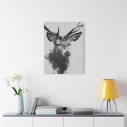 Minimal Ink Wash Deer Portrait Wall Art & Canvas Print