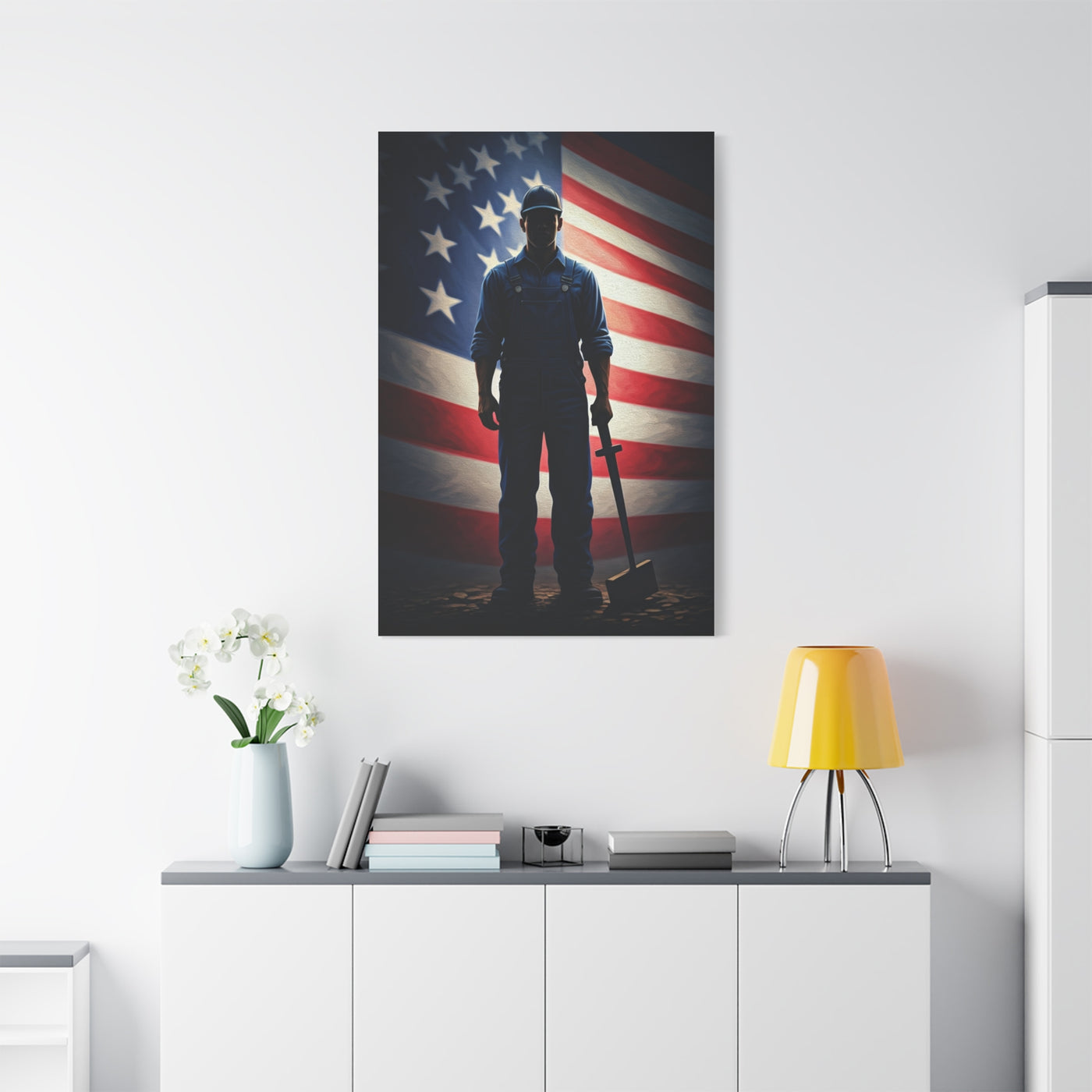 Soldier of Honor Before the Flag Wall Art & Canvas Prints