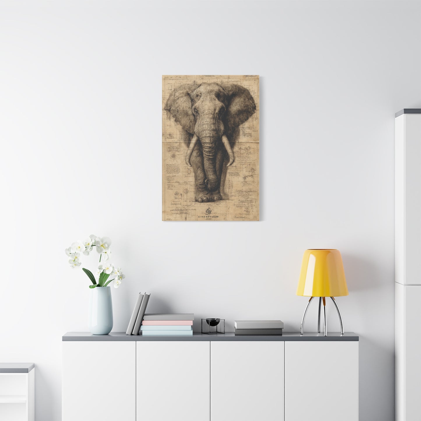Vintage Elephant Natural History Study Wall Art & Canvas Print