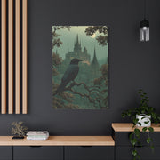 Raven Before Gothic Castle Wall Art & Canvas Print