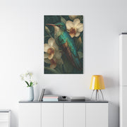 Emerald Hummingbird Botanical Portrait Wall Art & Canvas Print