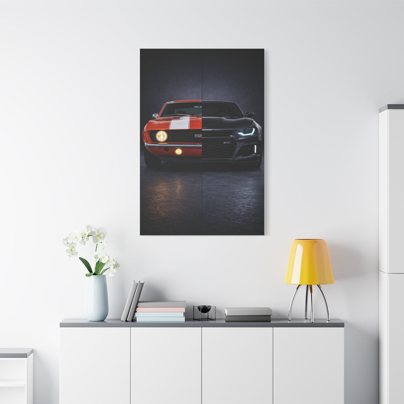 Chevrolet Camaro Split Classic SS vs Modern ZL1 Wall Art & Canvas Prints