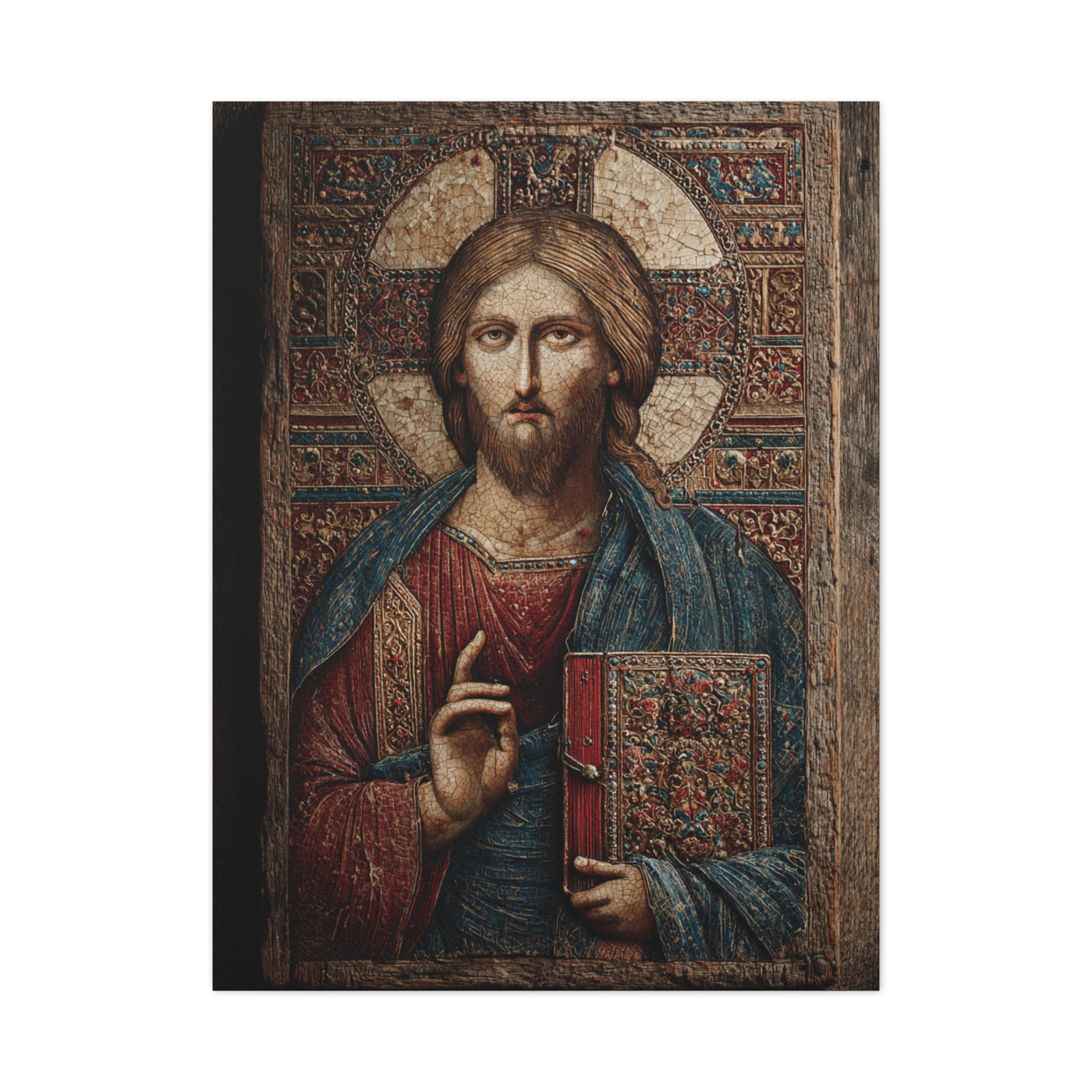 Christ Icon Mosaic Sacred Portrait Wall Art & Canvas Print