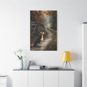 Beagle Autumn Country Lane Wall Art & Canvas Print
