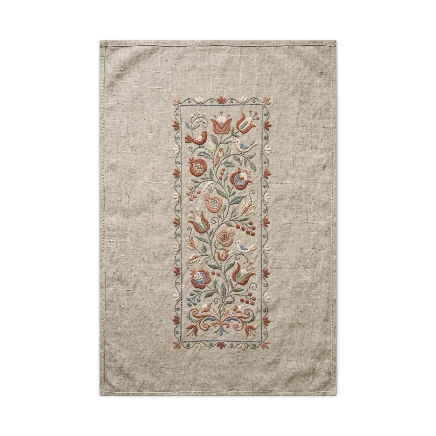 Rustic Folk Botanical Embroidery Strip Wall Art & Canvas Print