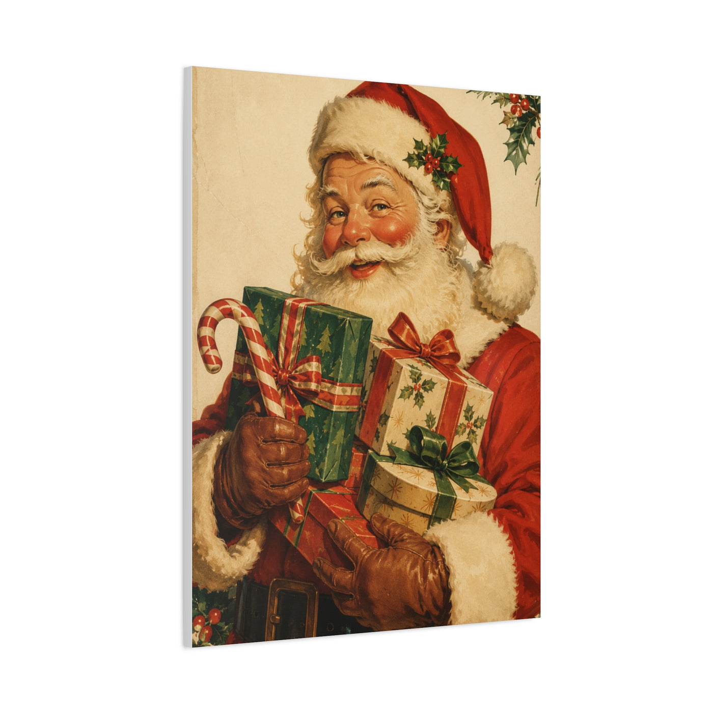 Vintage Americana Santa with Presents Wall Art & Canvas Print