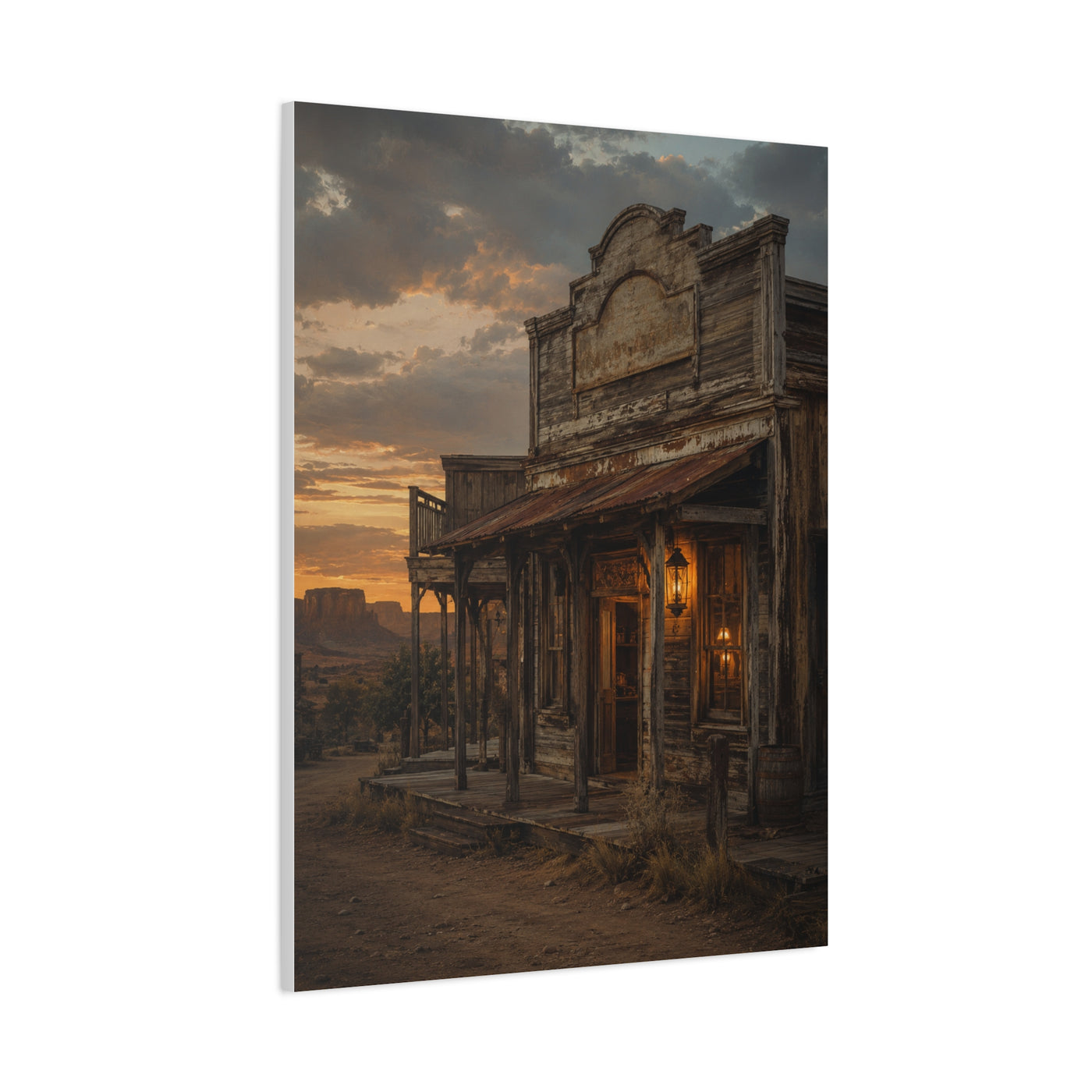 Old Town Western Saloon Exterior Scene Wall Art & Canvas Print