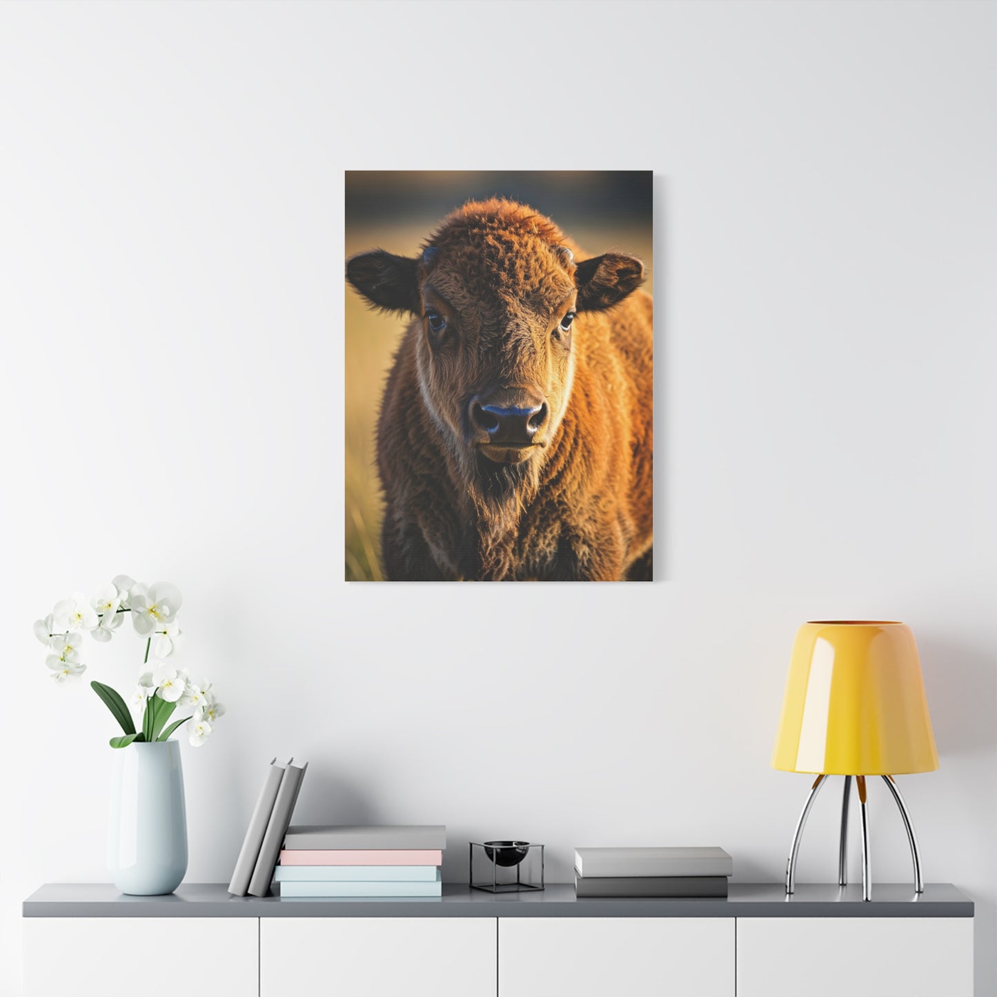 Young Plains Bison Calf Portrait Wall Art & Canvas Print