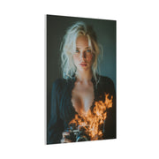 Blonde Muse Fire Camera Portrait Wall Art & Canvas Print