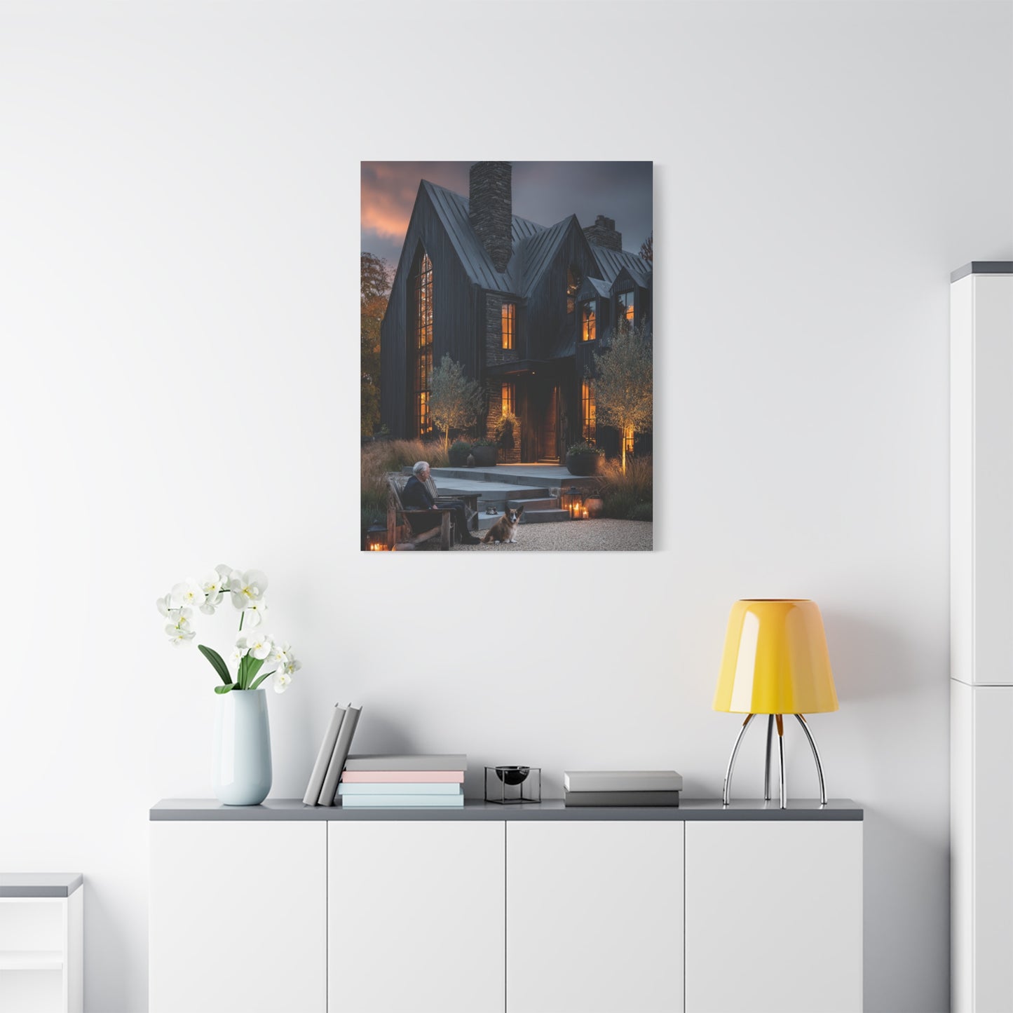 Lavish Black Farmhouse Courtyard Wall Art & Canvas Print