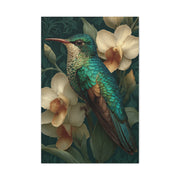 Emerald Hummingbird Botanical Portrait Wall Art & Canvas Print