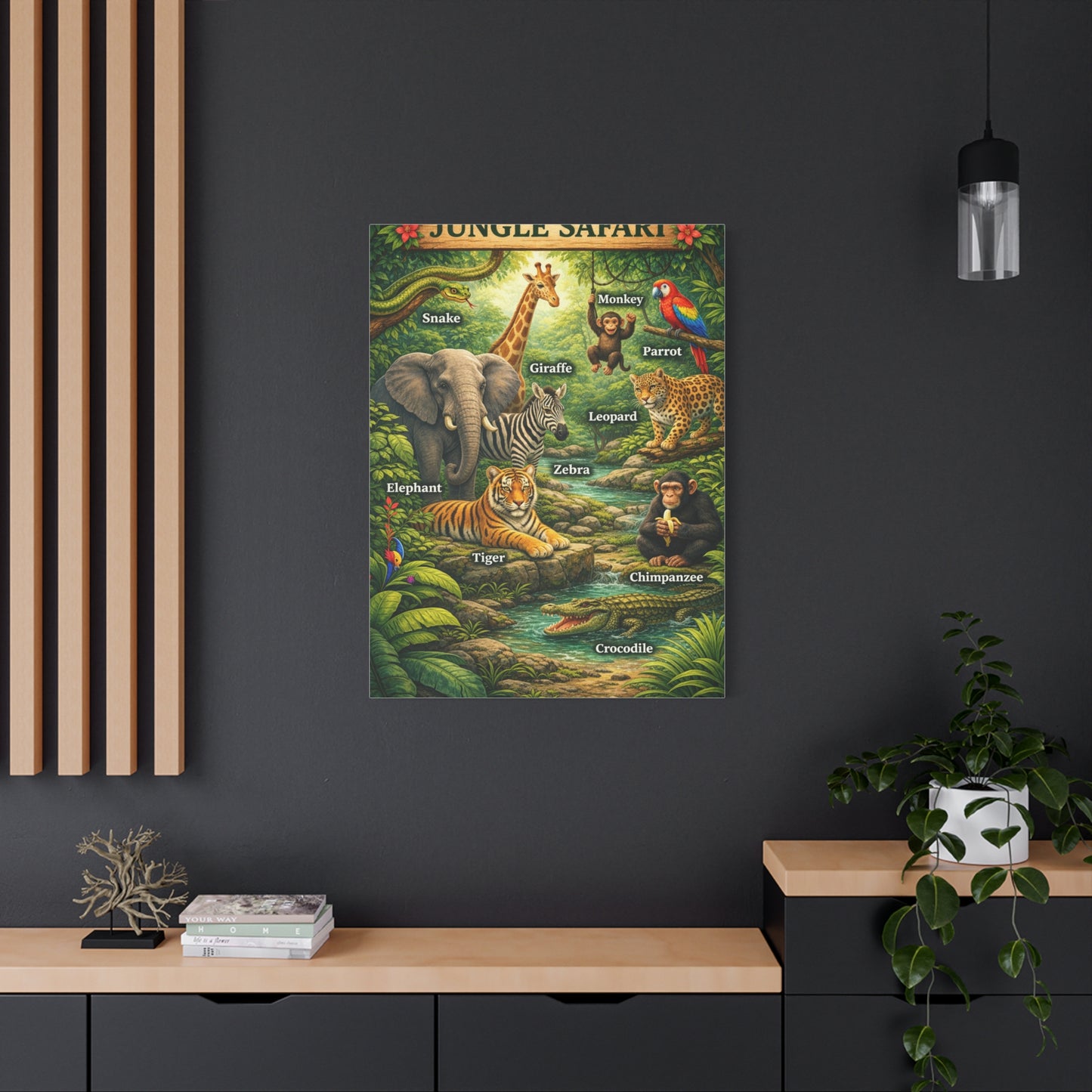 Jungle Safari Adventure Learning Poster Wall Art & Canvas Print