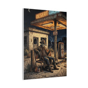 Desert Oasis Skeleton Cowboy Scene Wall Art & Canvas Print