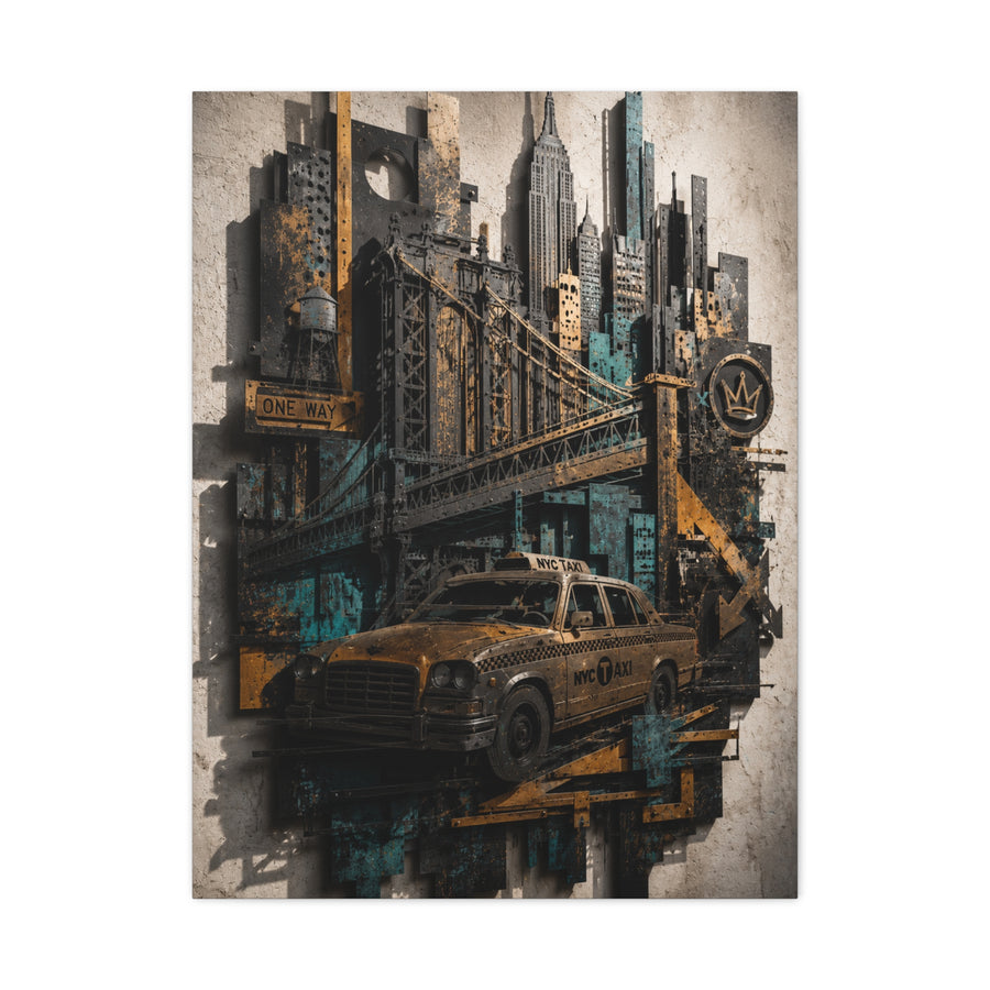 NYC Bridge Urban Collage Street Wall Art & Canvas Print