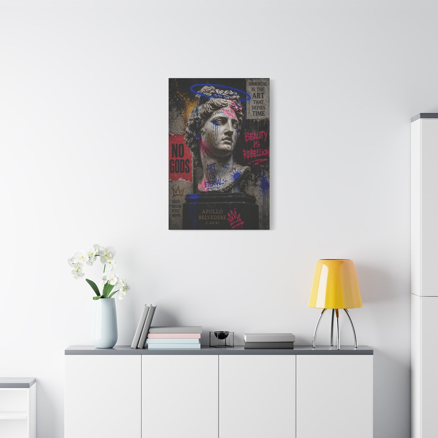 Graffiti Apollo Bust Rebellion Street Wall Art & Canvas Print