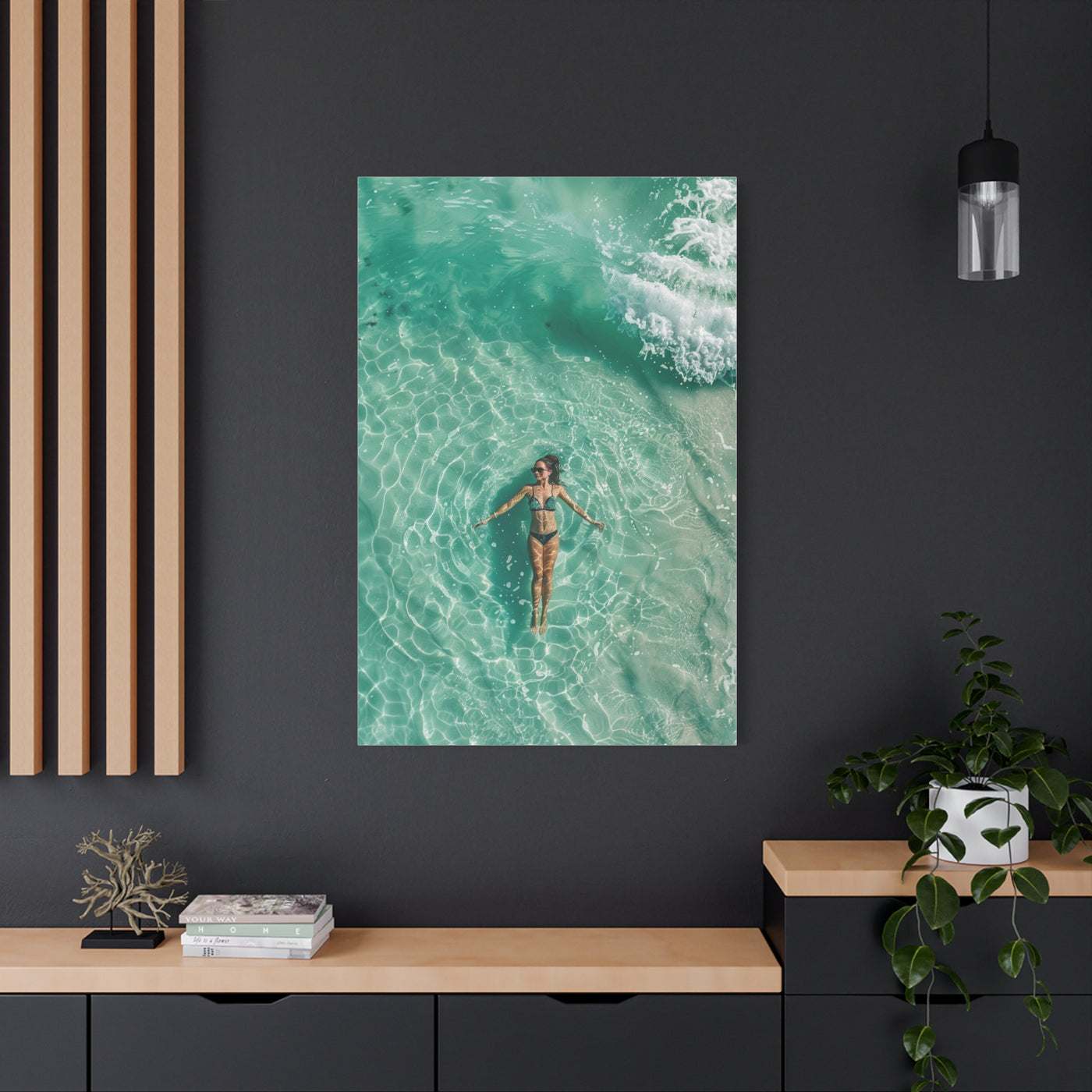 Aerial Ocean Serenity Woman Portrait Wall Art & Canvas Print