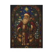 Stained Glass Santa and Reindeer Wall Art & Canvas Print