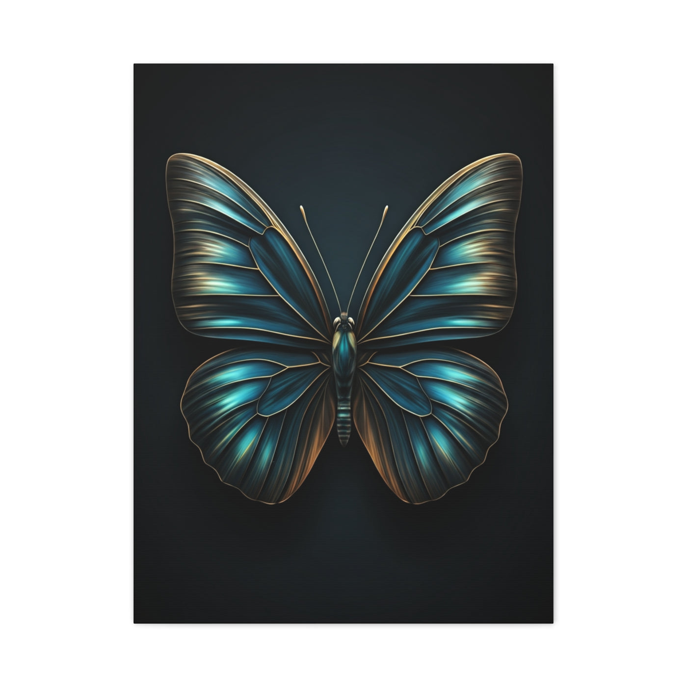 Midnight Blue Butterfly Symmetry Portrait Wall Art & Canvas Prints