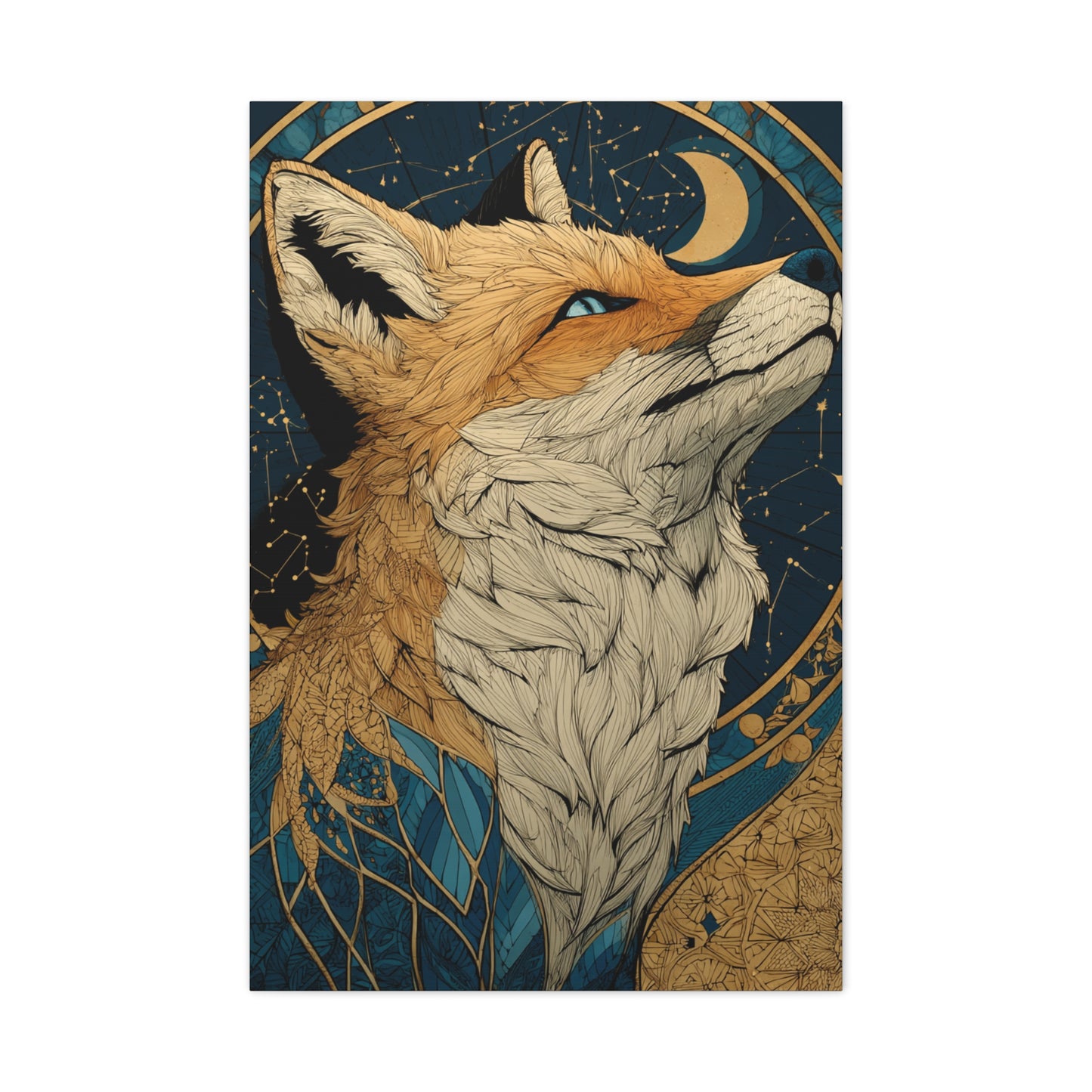 Celestial Fox Constellation Portrait Wall Art & Canvas Print